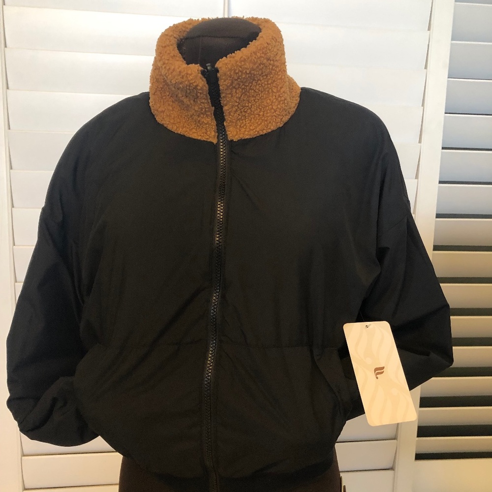 BLACK Fabletics Reversible Jacket- fits thru size 7-8